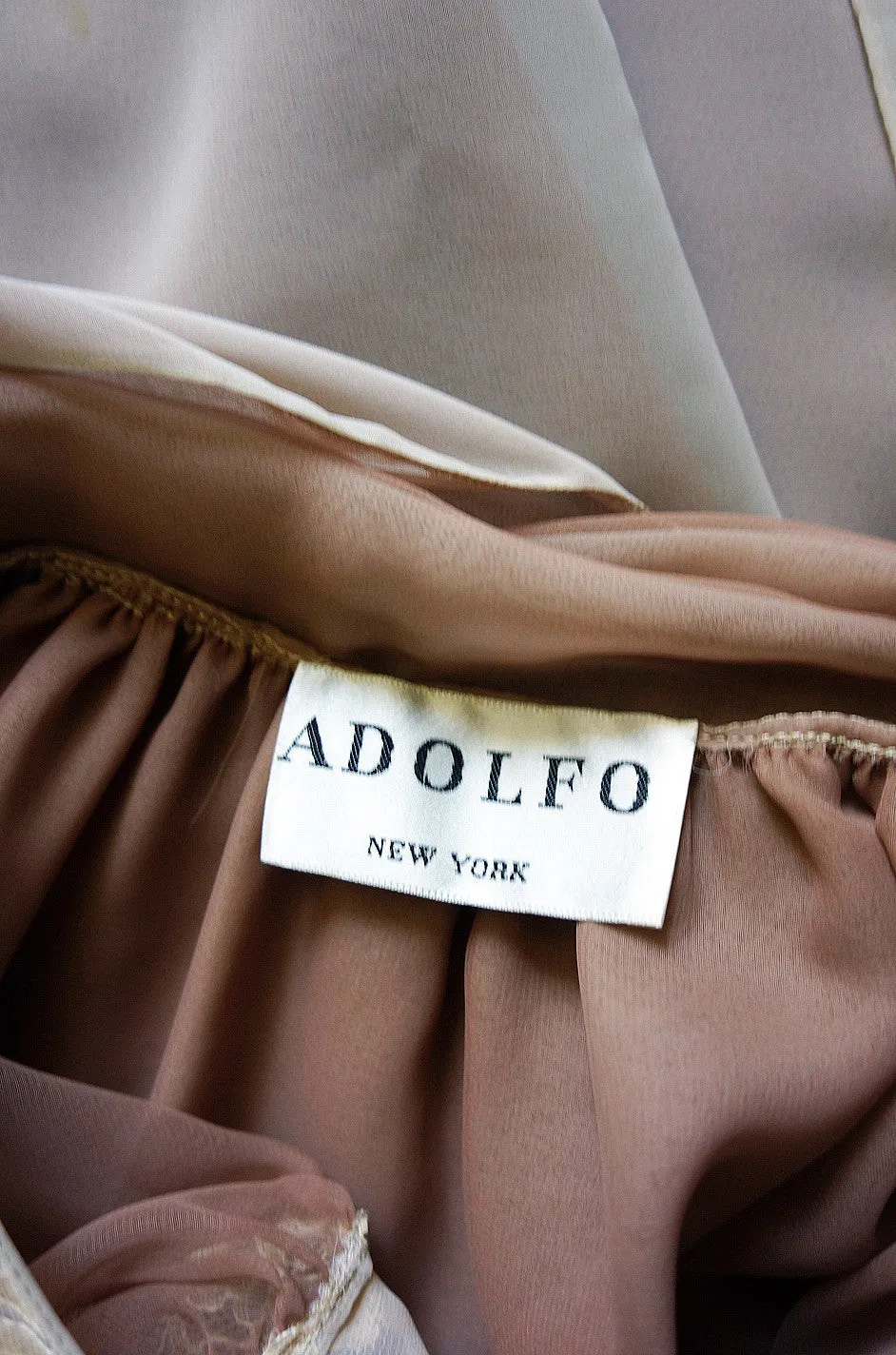 1970s Silk Chiffon Adolfo Petal Dress