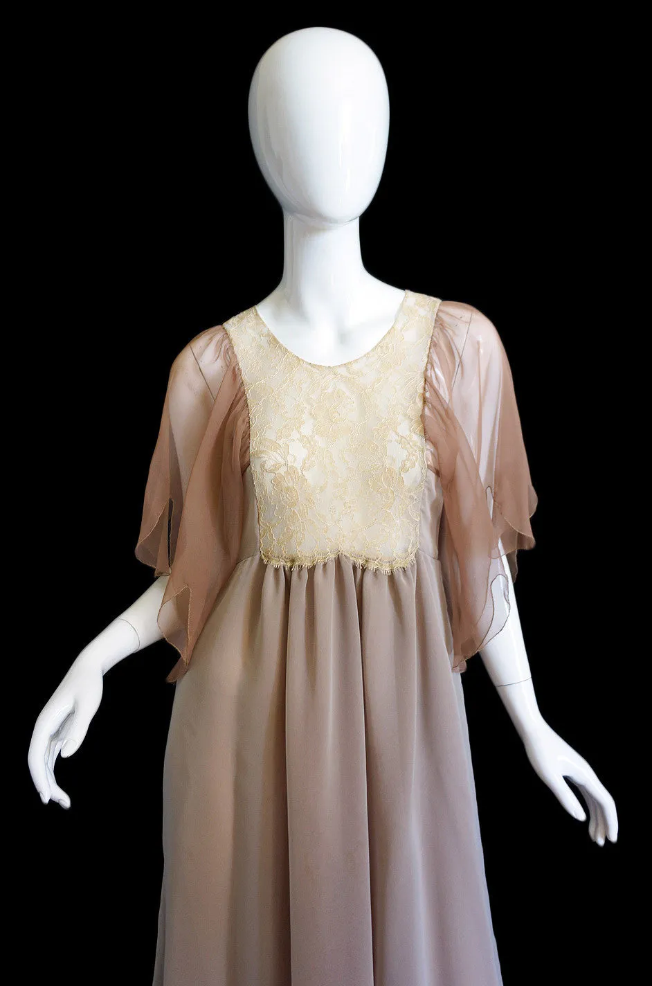 1970s Silk Chiffon Adolfo Petal Dress