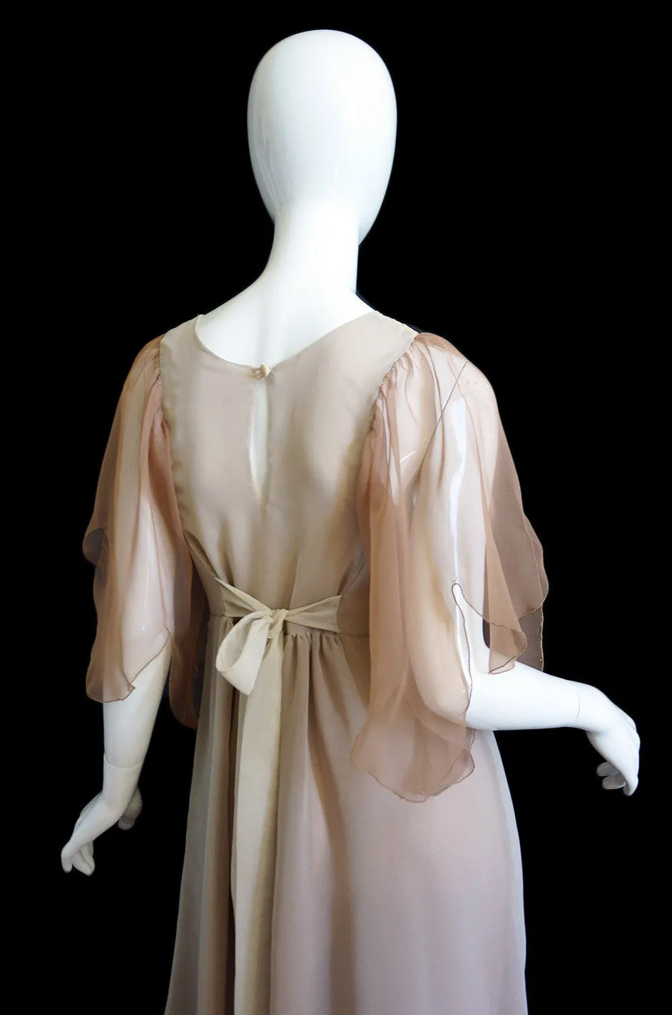 1970s Silk Chiffon Adolfo Petal Dress