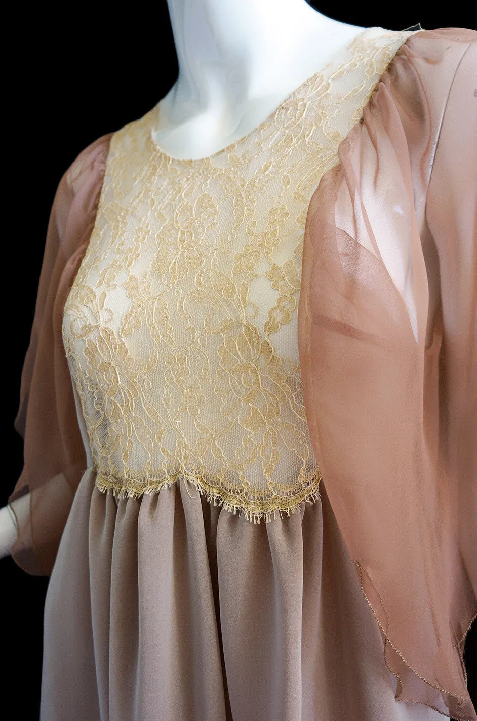 1970s Silk Chiffon Adolfo Petal Dress