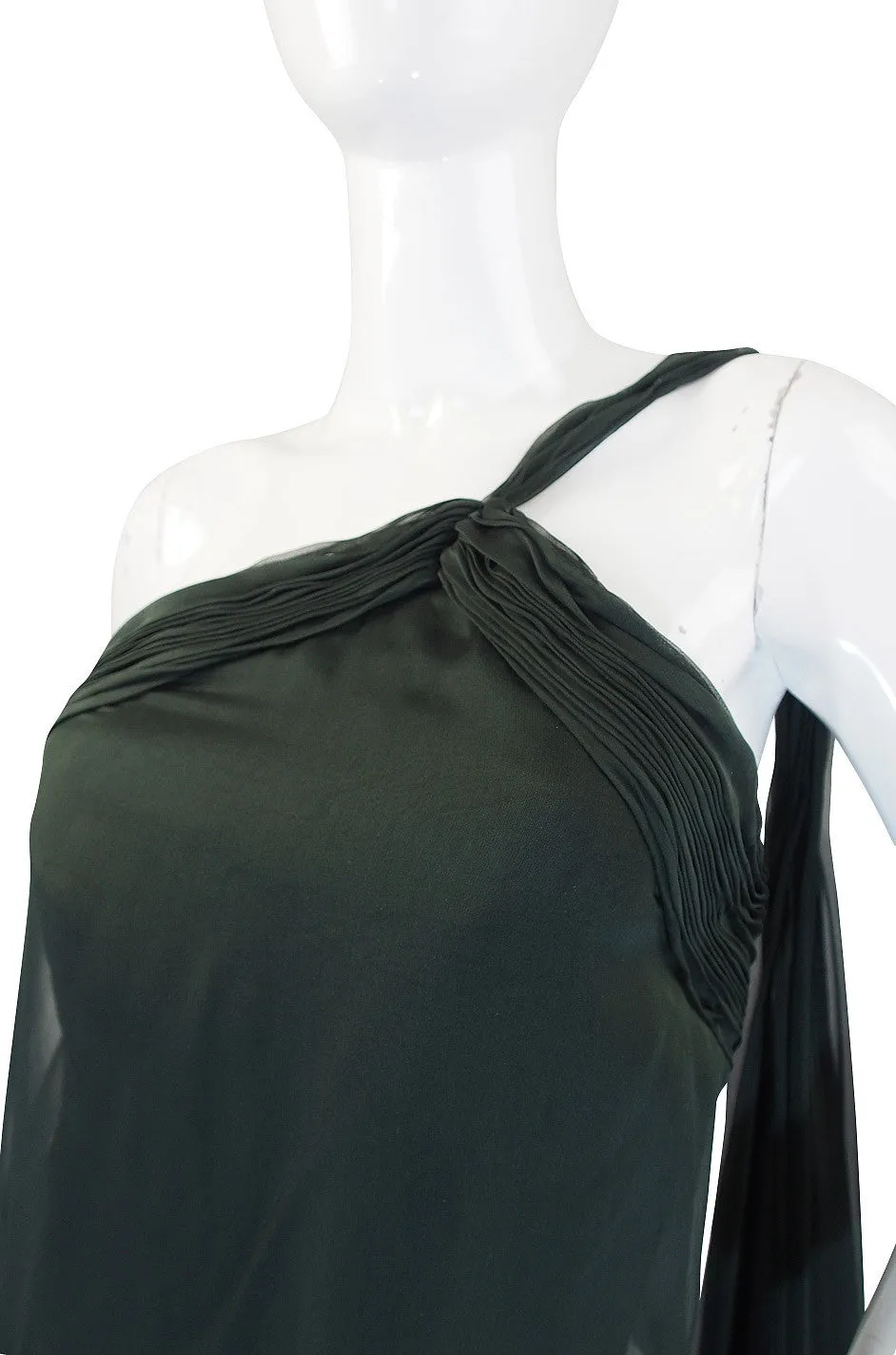 1980s Green Silk Chiffon Oscar De La Renta Gown