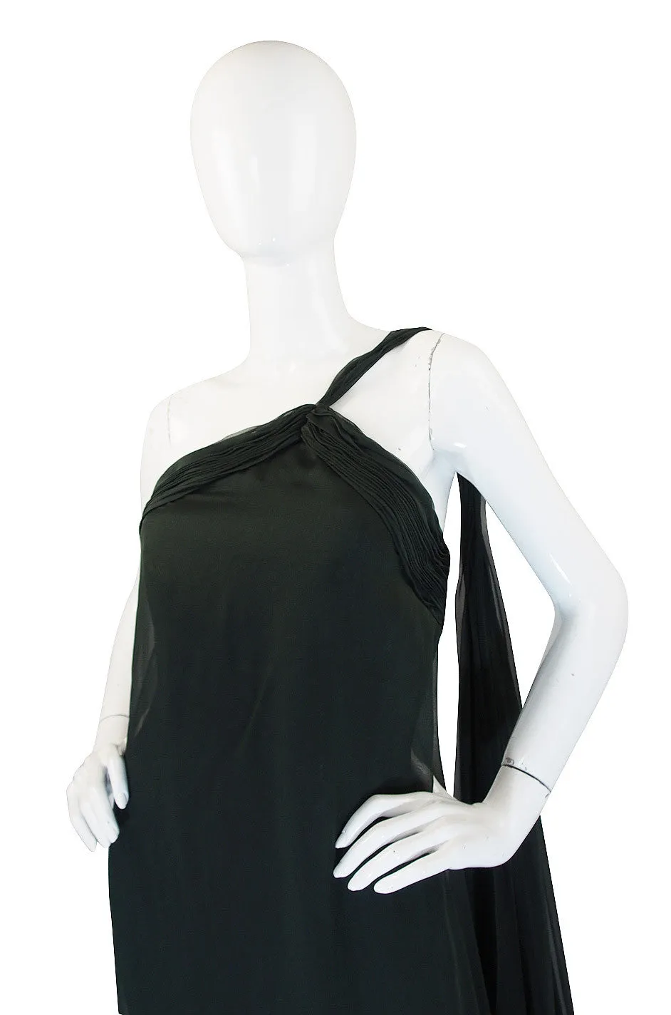 1980s Green Silk Chiffon Oscar De La Renta Gown