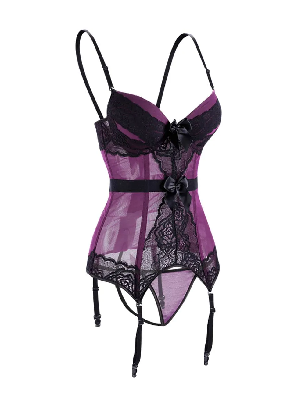 6 Piece Plastic Bones Blue Translucent Floral Lace Corsets