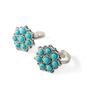 Adaa Turquoise Silver Toe Rings by MOHA