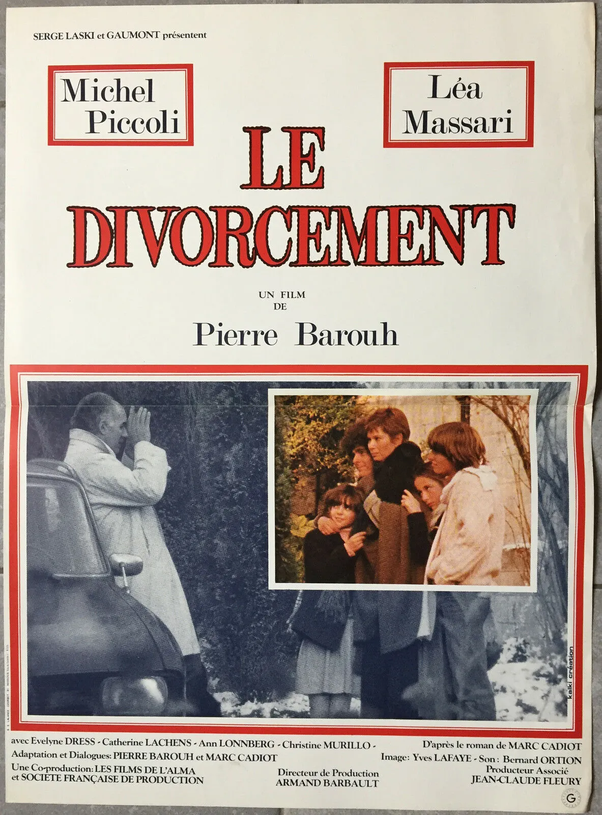 Affiche LE DIVORCEMENT Pierre Barouh LEA MASSARI Michel Piccoli 40x60cm
