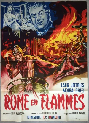 Affiche ROME EN FLAMMES Guido Malatesta LANG JEFFRIES Peplum 120x160cm