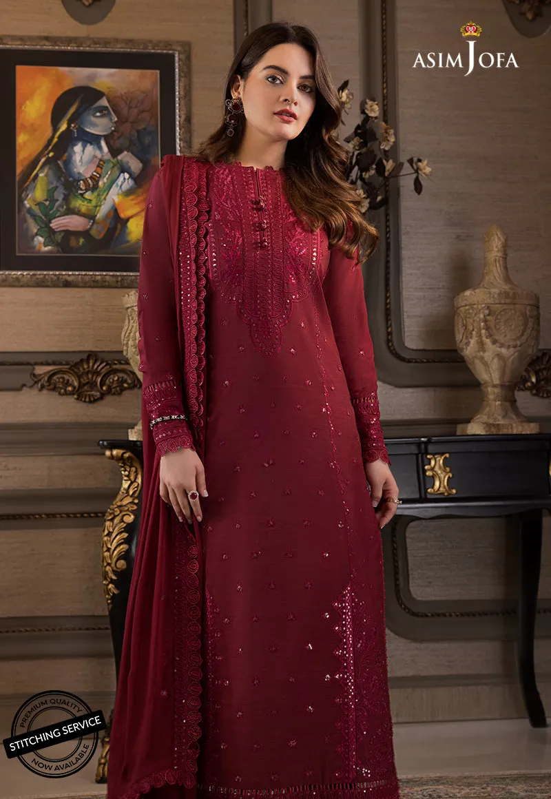 AJIM-06 Asim Jofa The Iqra & Minal Edit Winter Collection 2022 | Unstitched Embroidered Cotton Suits