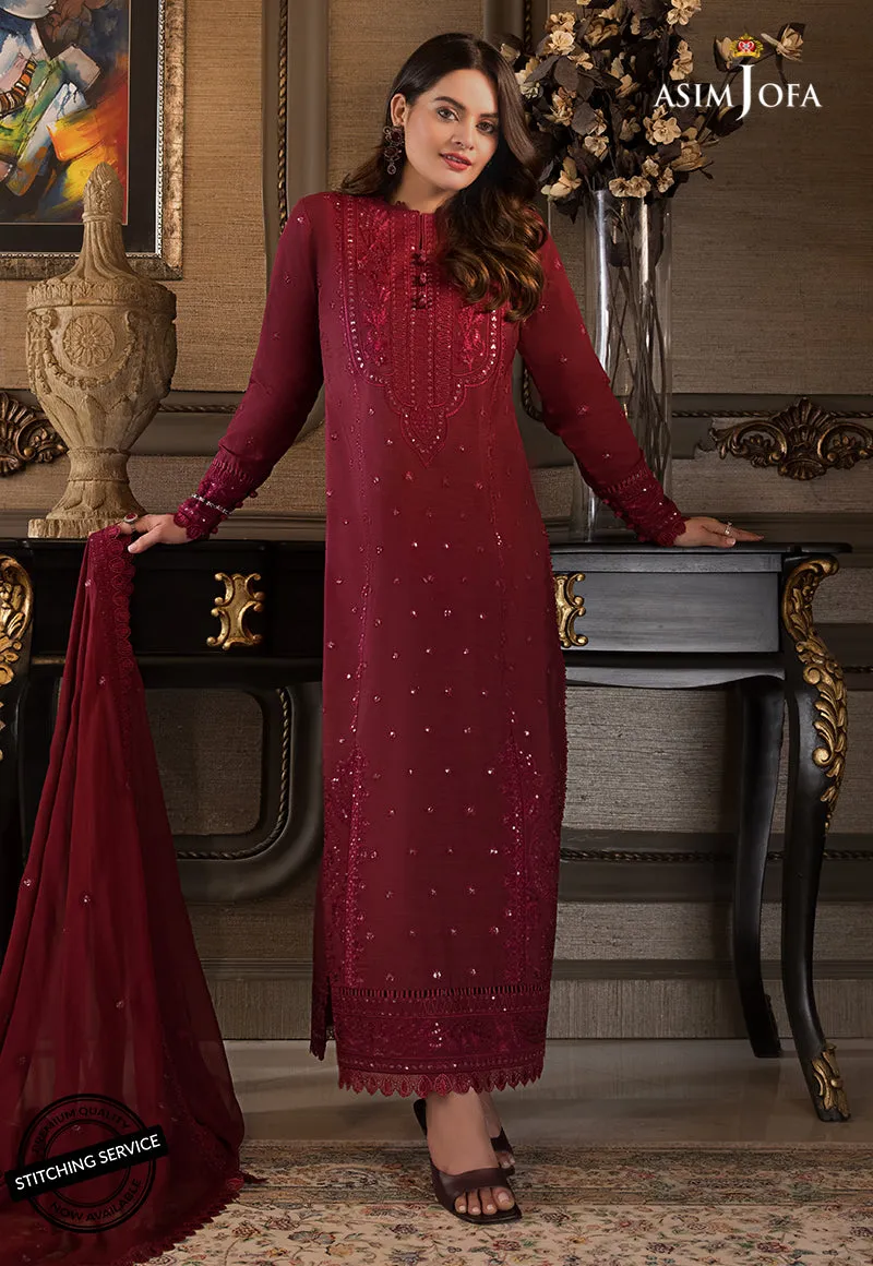 AJIM-06 Asim Jofa The Iqra & Minal Edit Winter Collection 2022 | Unstitched Embroidered Cotton Suits