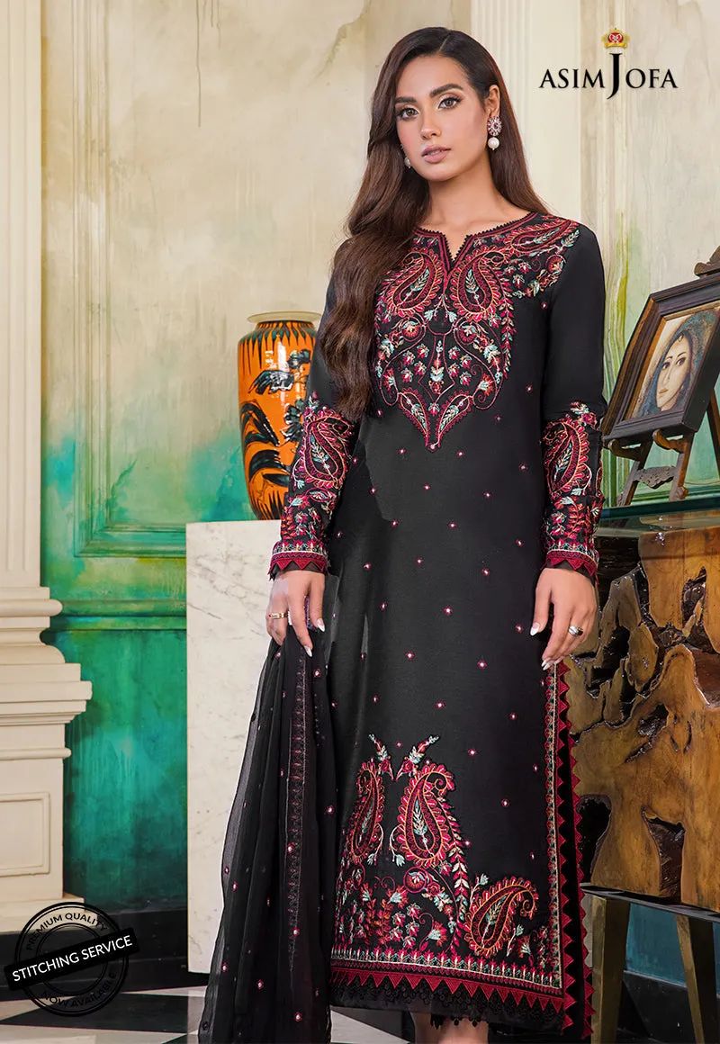 AJIM-07 Asim Jofa The Iqra & Minal Edit Winter Collection 2022 | Unstitched Embroidered Cotton Suits