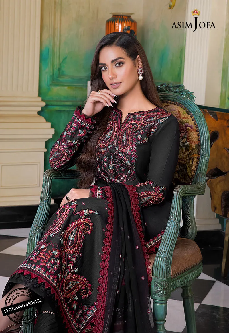 AJIM-07 Asim Jofa The Iqra & Minal Edit Winter Collection 2022 | Unstitched Embroidered Cotton Suits