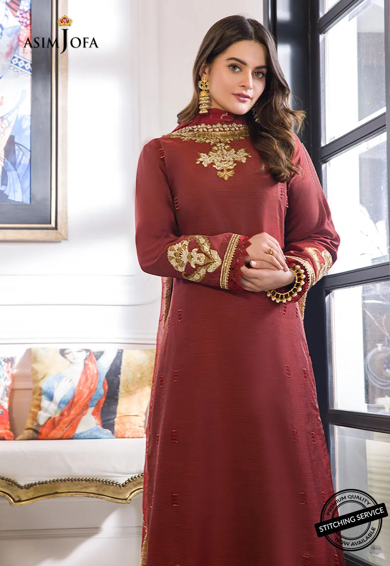 AJIM-12 Asim Jofa The Iqra & Minal Edit Winter Collection 2022 | Unstitched Embroidered Cotton Suits