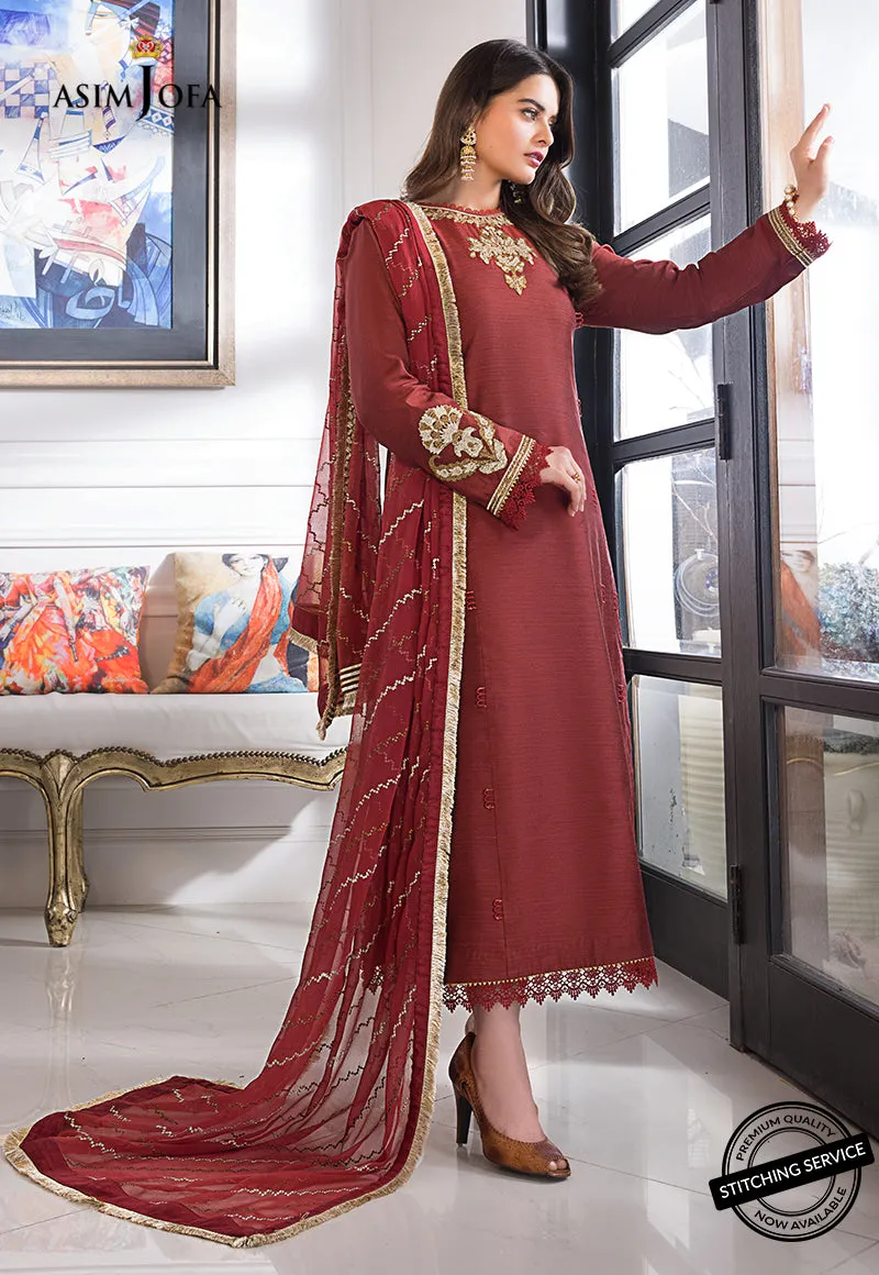 AJIM-12 Asim Jofa The Iqra & Minal Edit Winter Collection 2022 | Unstitched Embroidered Cotton Suits