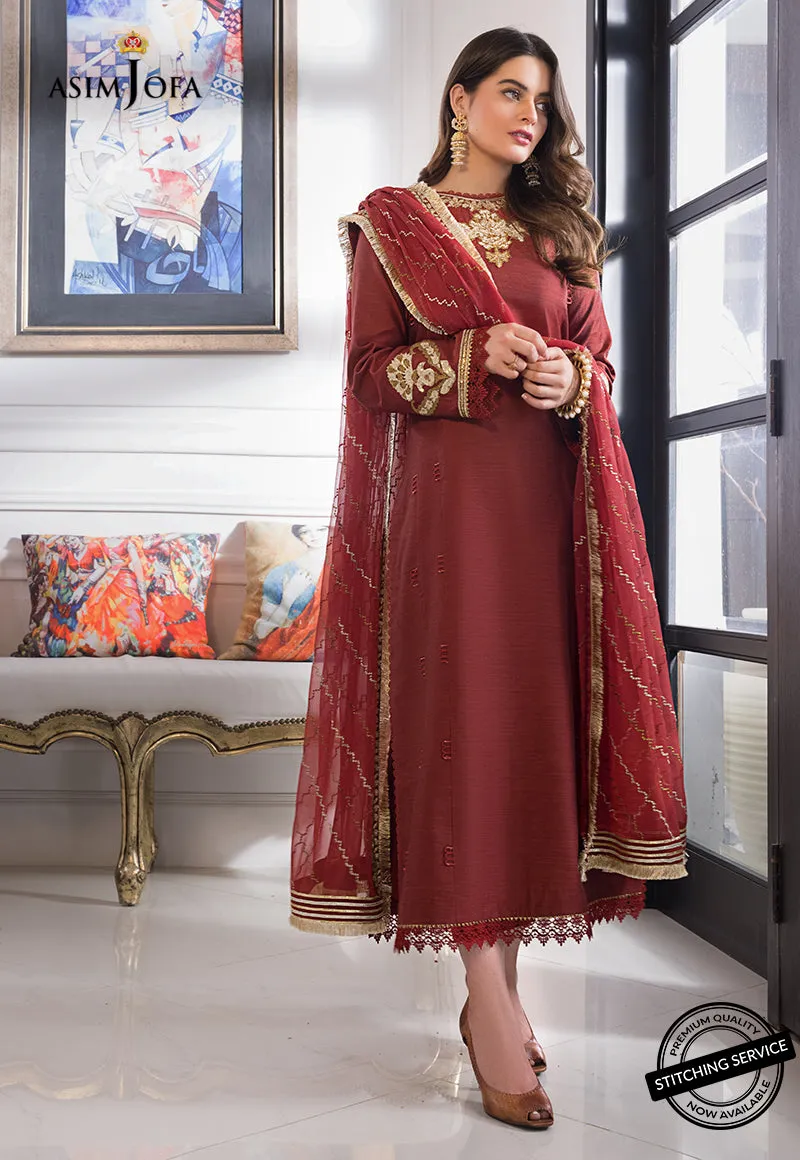 AJIM-12 Asim Jofa The Iqra & Minal Edit Winter Collection 2022 | Unstitched Embroidered Cotton Suits