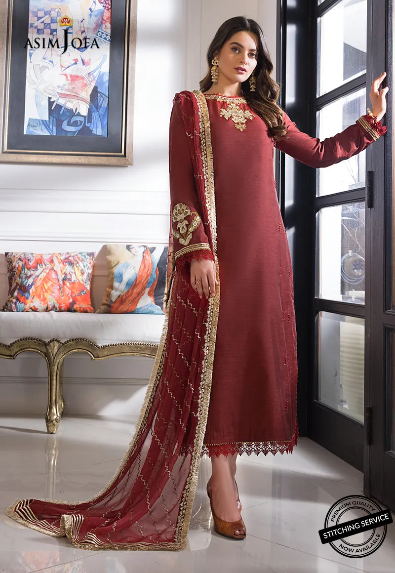 AJIM-12 Asim Jofa The Iqra & Minal Edit Winter Collection 2022 | Unstitched Embroidered Cotton Suits