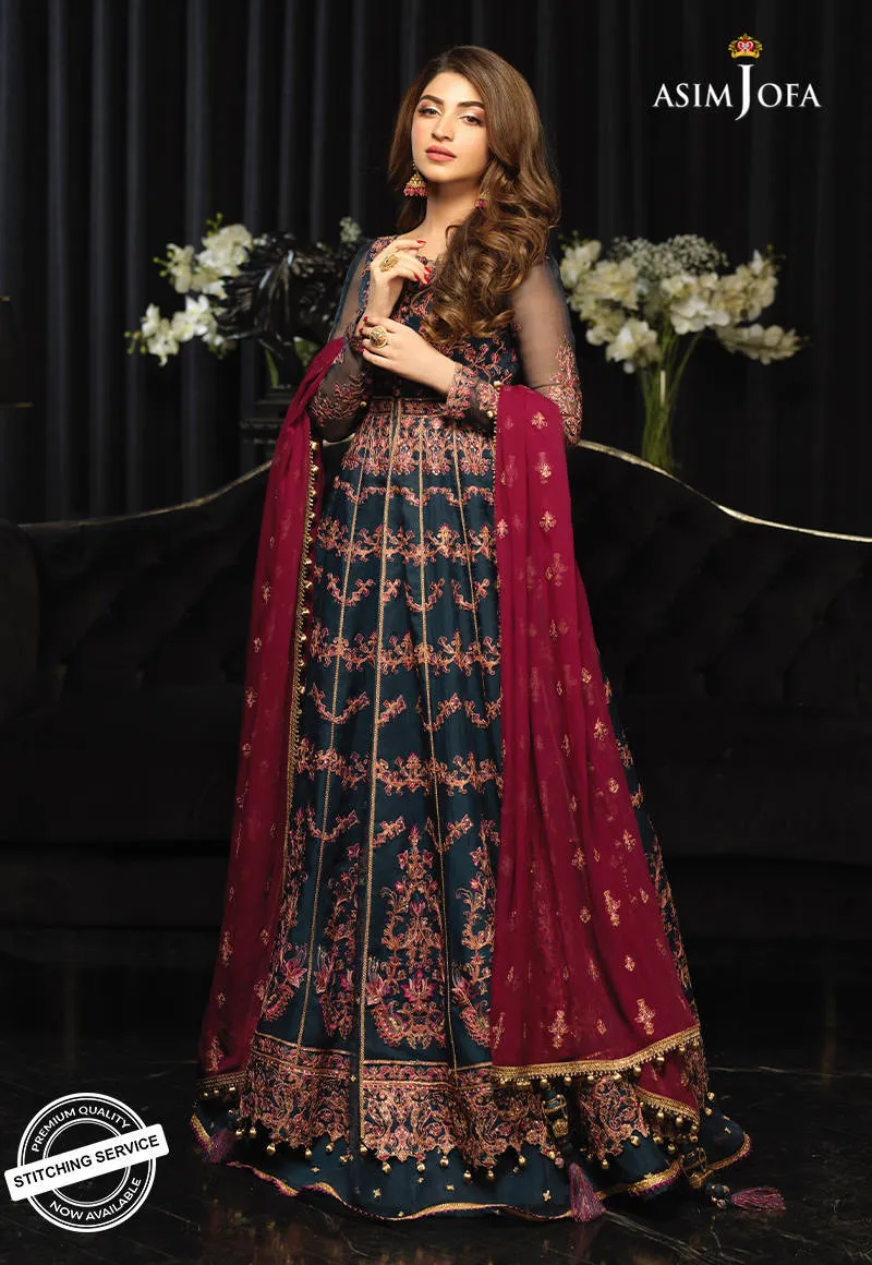 AJN-16 | Asim Jofa Ishq-e-Naubahar Collection 2021 | Unstitched Embroidered Organza Suits