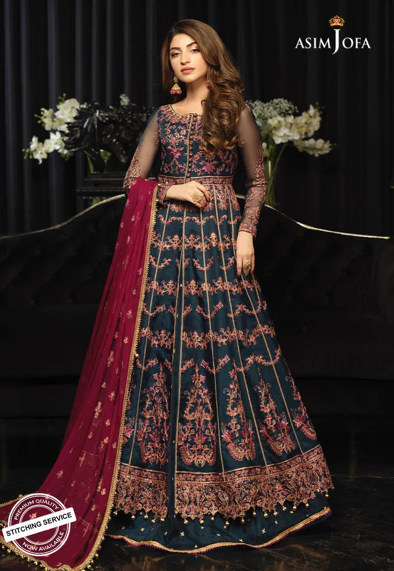 AJN-16 | Asim Jofa Ishq-e-Naubahar Collection 2021 | Unstitched Embroidered Organza Suits