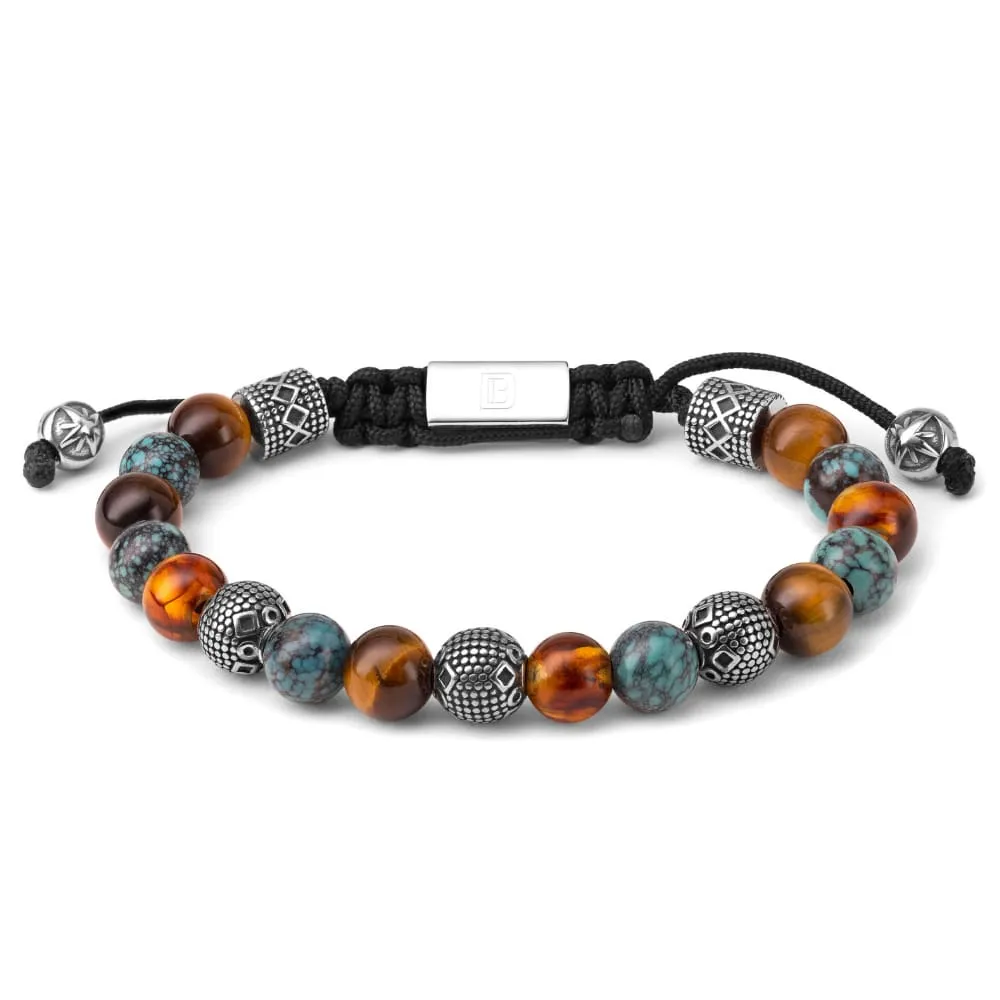 Amber, Tiger Eye, Turquoise, and Silver Tropez