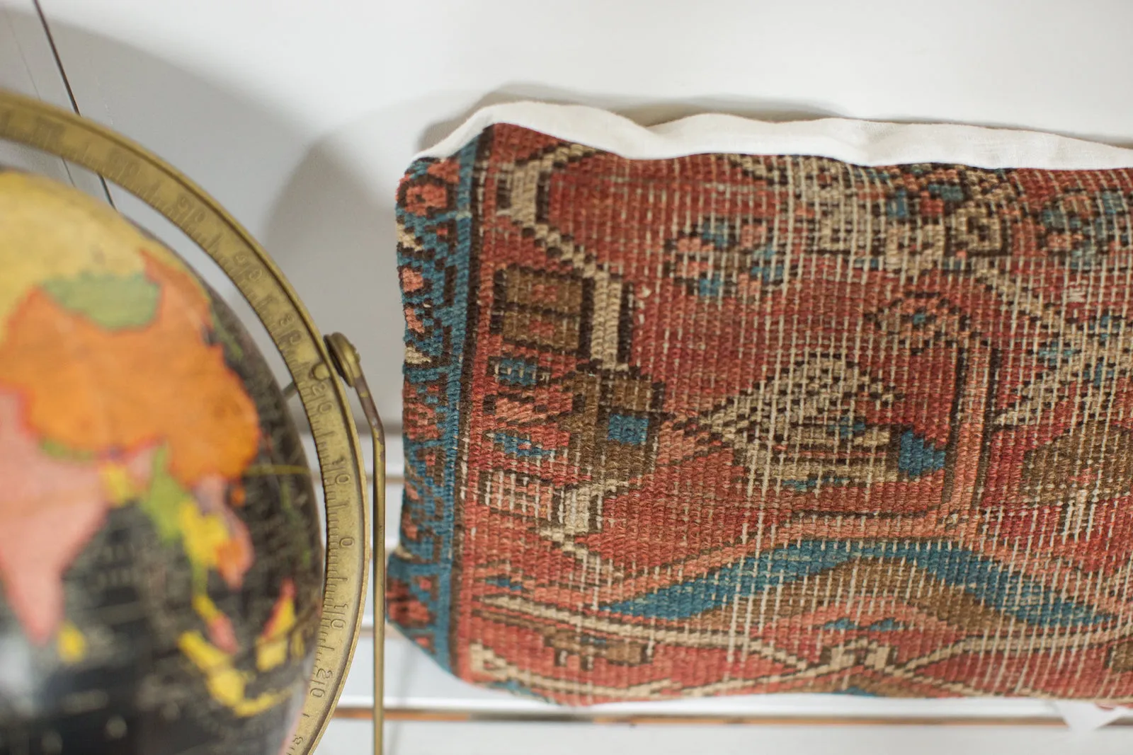 Antique Heriz Rug Fragment Pillow
