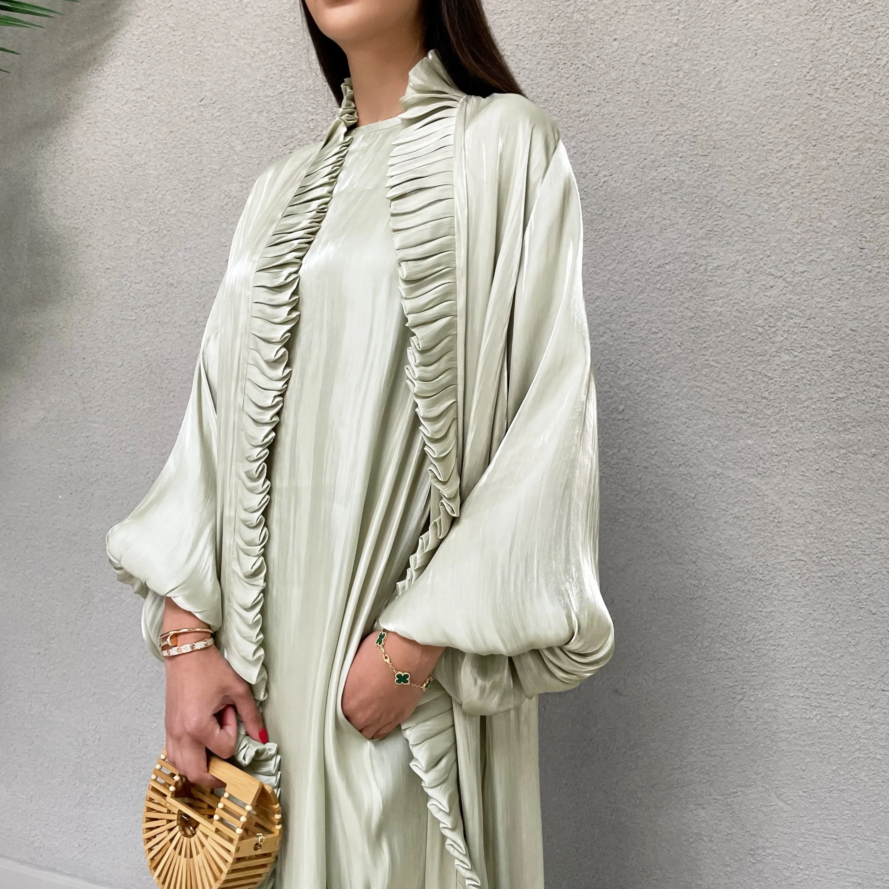 AW 21 MINT NOORA ORGANZA RUFFLE ABAYA