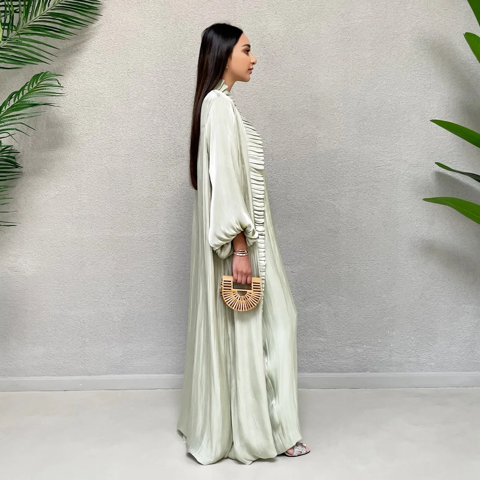 AW 21 MINT NOORA ORGANZA RUFFLE ABAYA