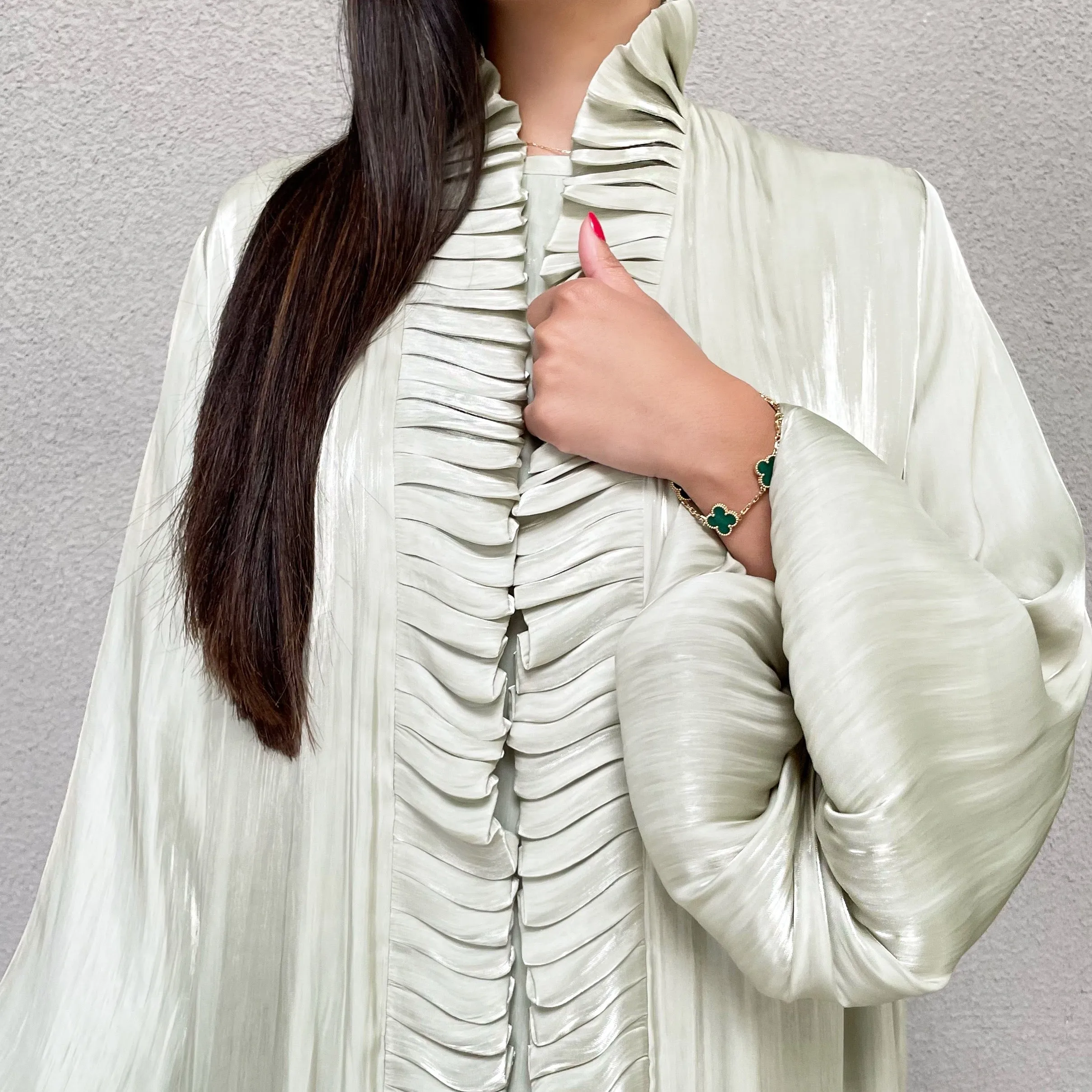 AW 21 MINT NOORA ORGANZA RUFFLE ABAYA