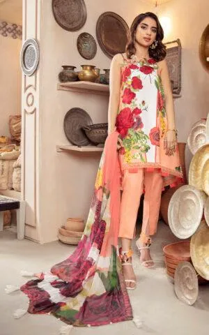 AZALEA CB-5B | Asifa & Nabeel Bella Fusion Mix Cambric Collection SS'21 | Unstitched Cambric Suits