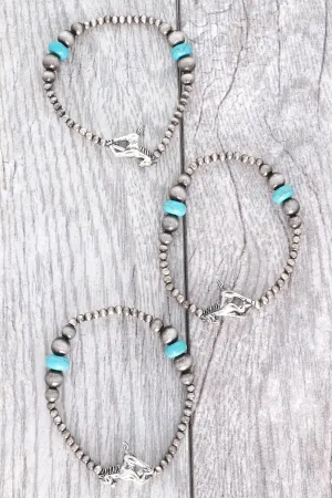 Beaded Horse Navajo Pearl Bracelet In Turquoise