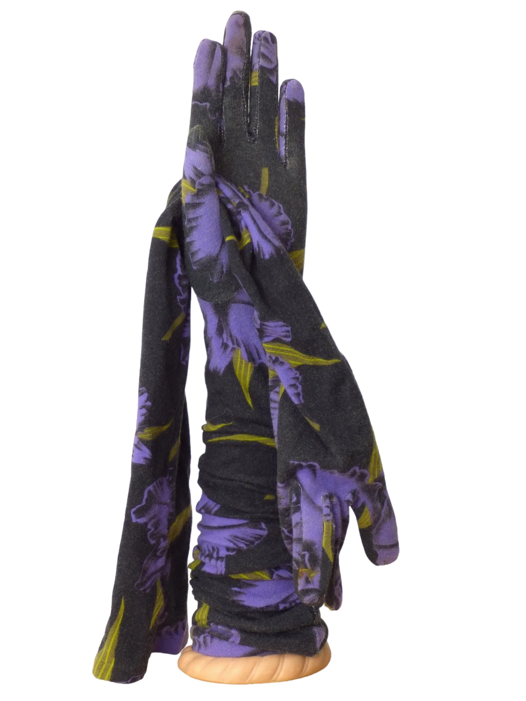 BETSEY JOHNSON-1980s Floral Knit Dress & Glove Ensemble, Size-Small