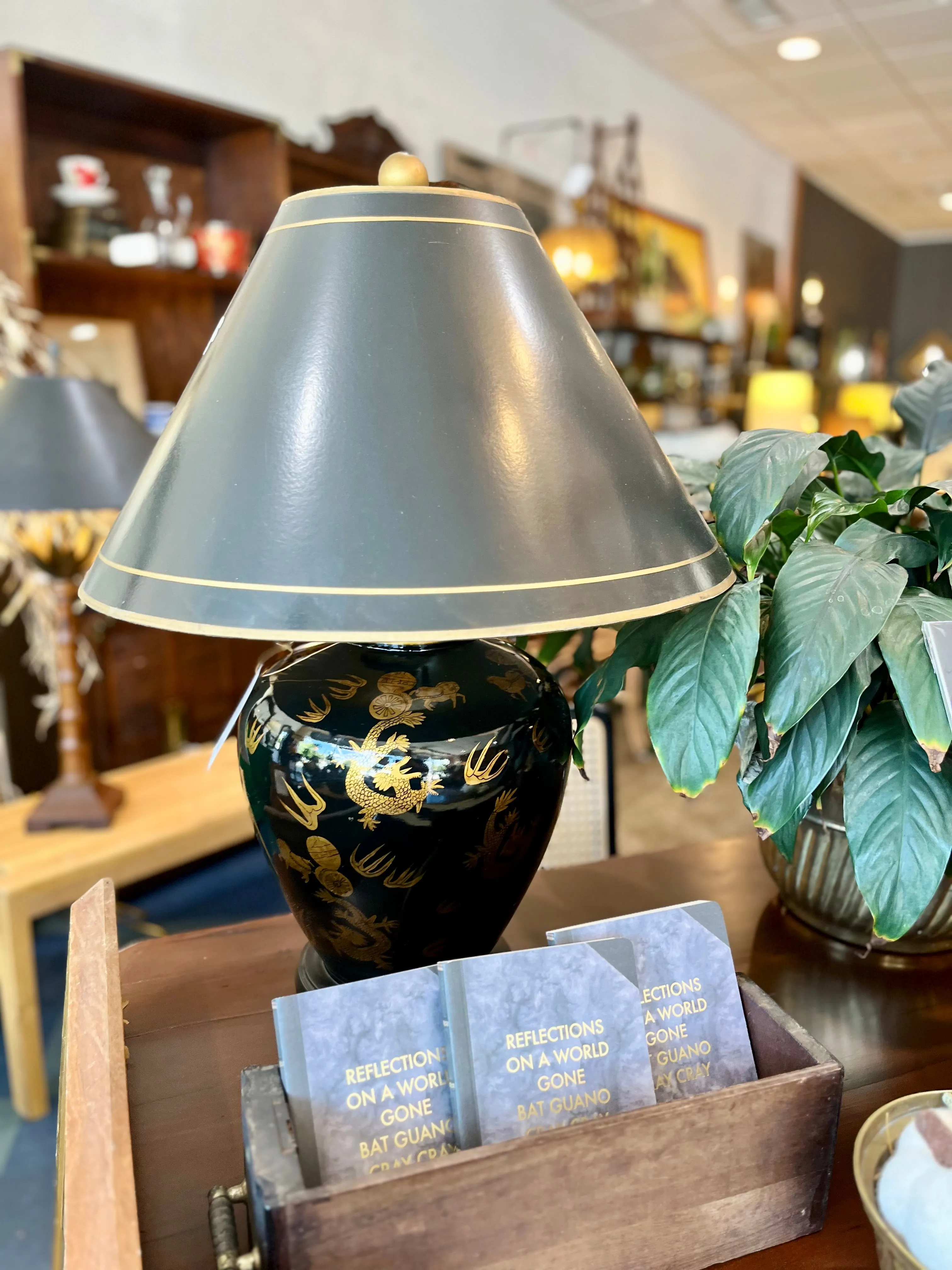 Black and Gold Chinoiserie Style Lamp