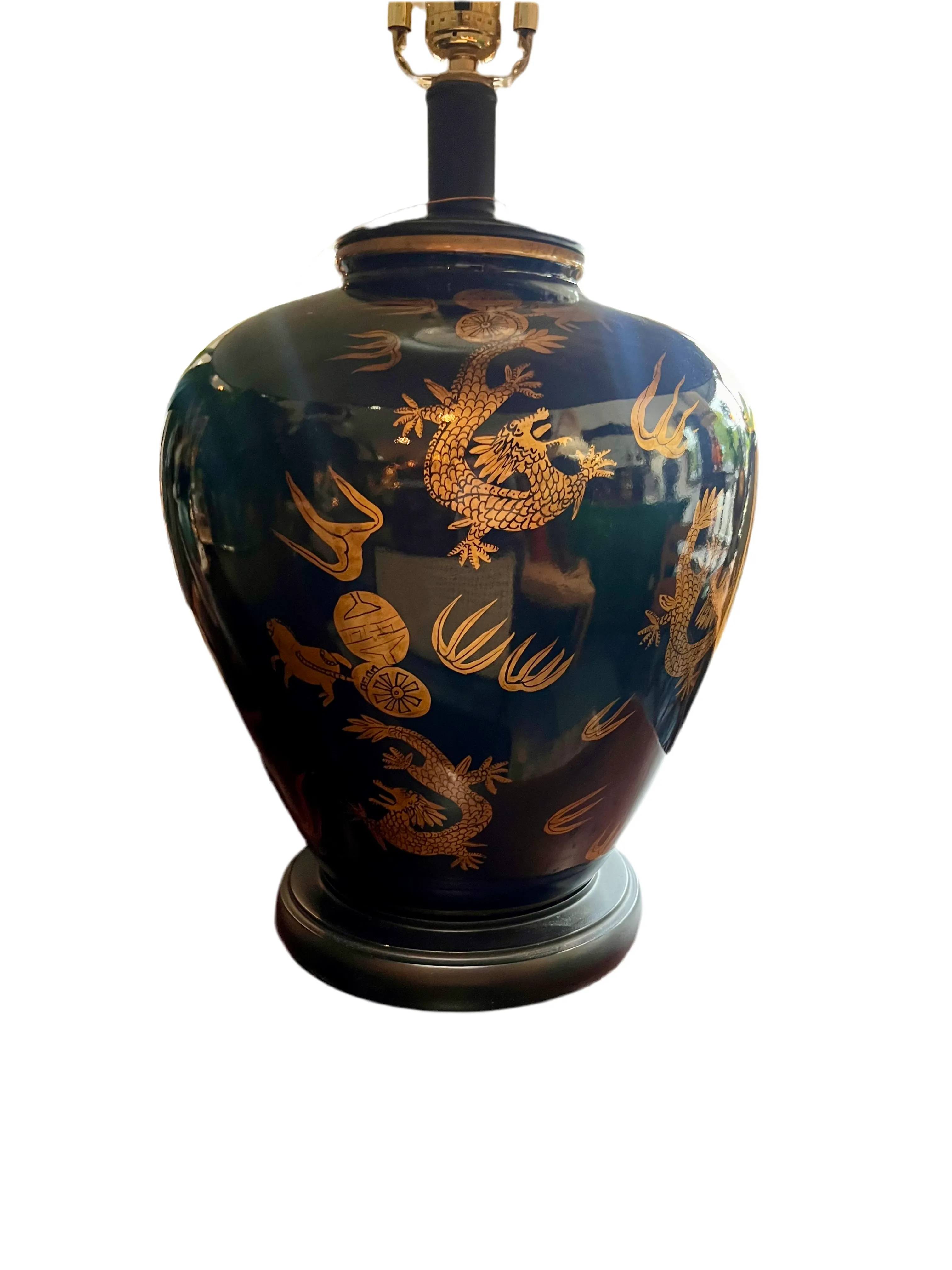 Black and Gold Chinoiserie Style Lamp
