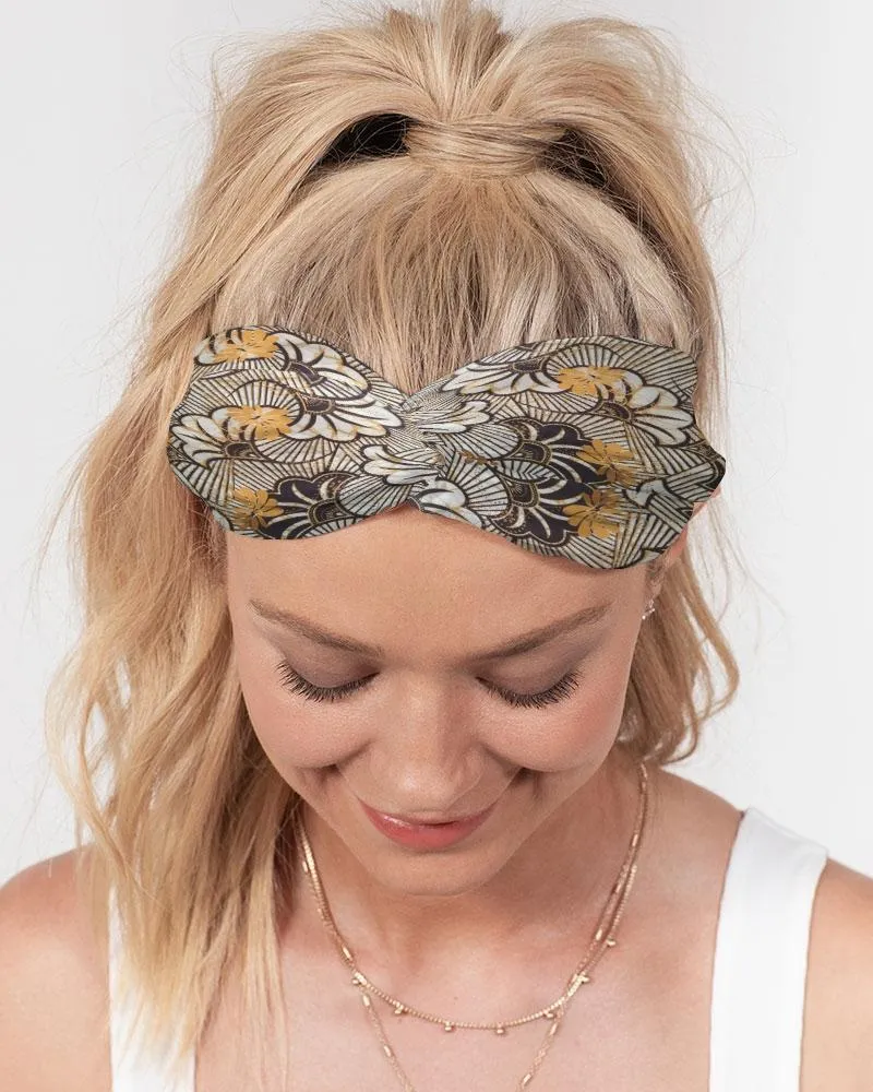 Black Gold African Print Twist Knot Headband Set
