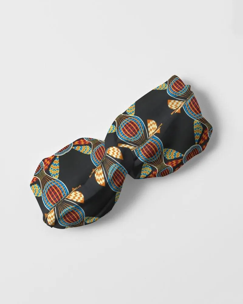 Black Gold African Print Twist Knot Headband Set