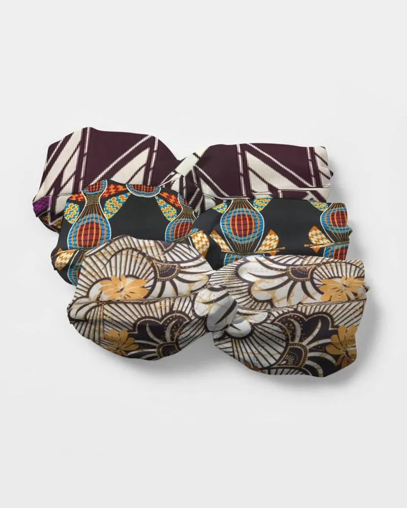 Black Gold African Print Twist Knot Headband Set