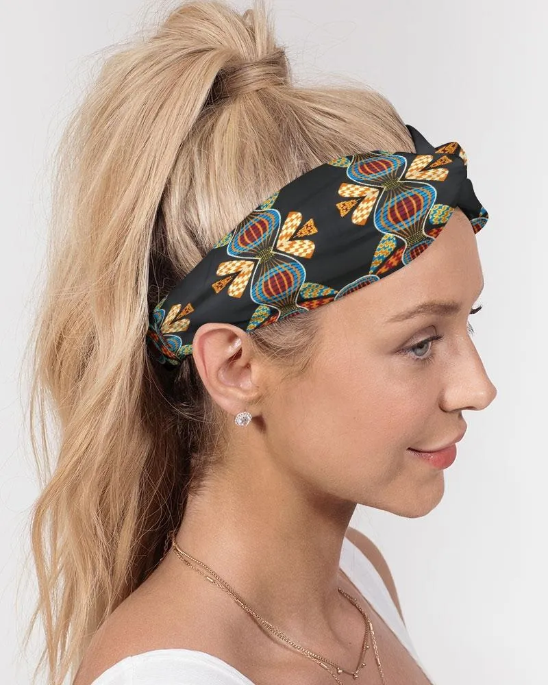 Black Gold African Print Twist Knot Headband Set