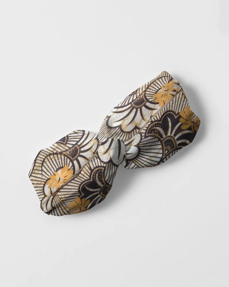 Black Gold African Print Twist Knot Headband Set