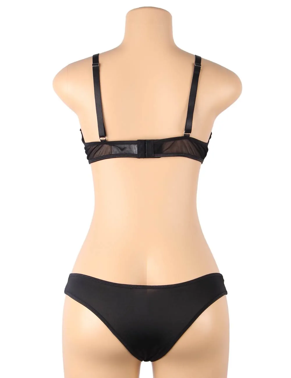 Black Sexy Mesh perspective Fashion Bra Set Without Underwire