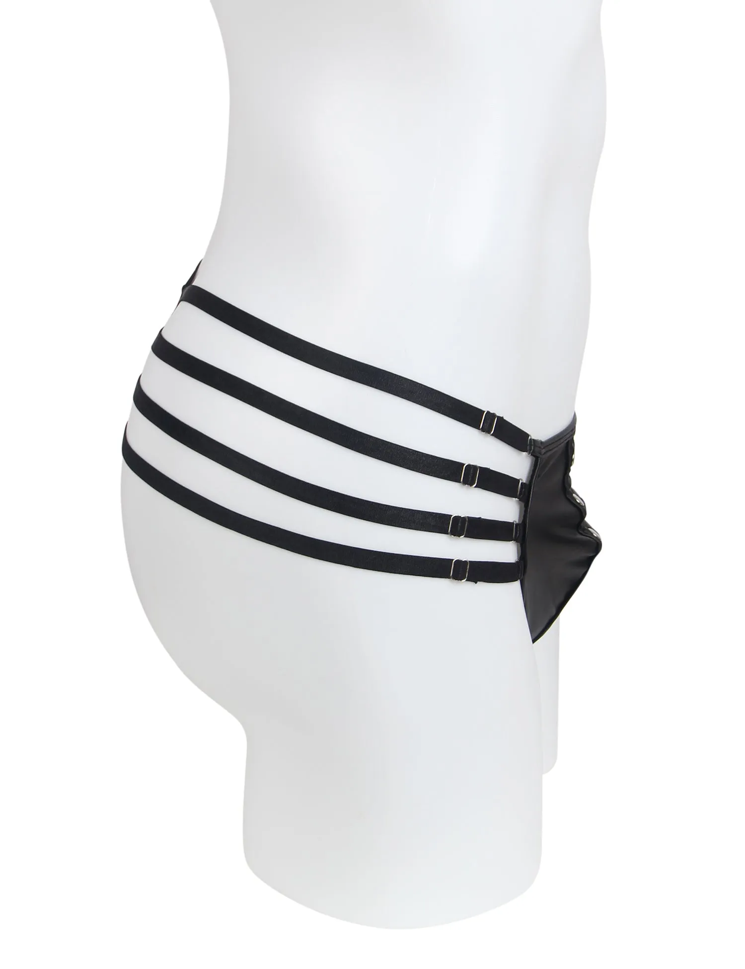 Black Sexy PU Leather Adjustable Elastic Bands Men Thong Egypt