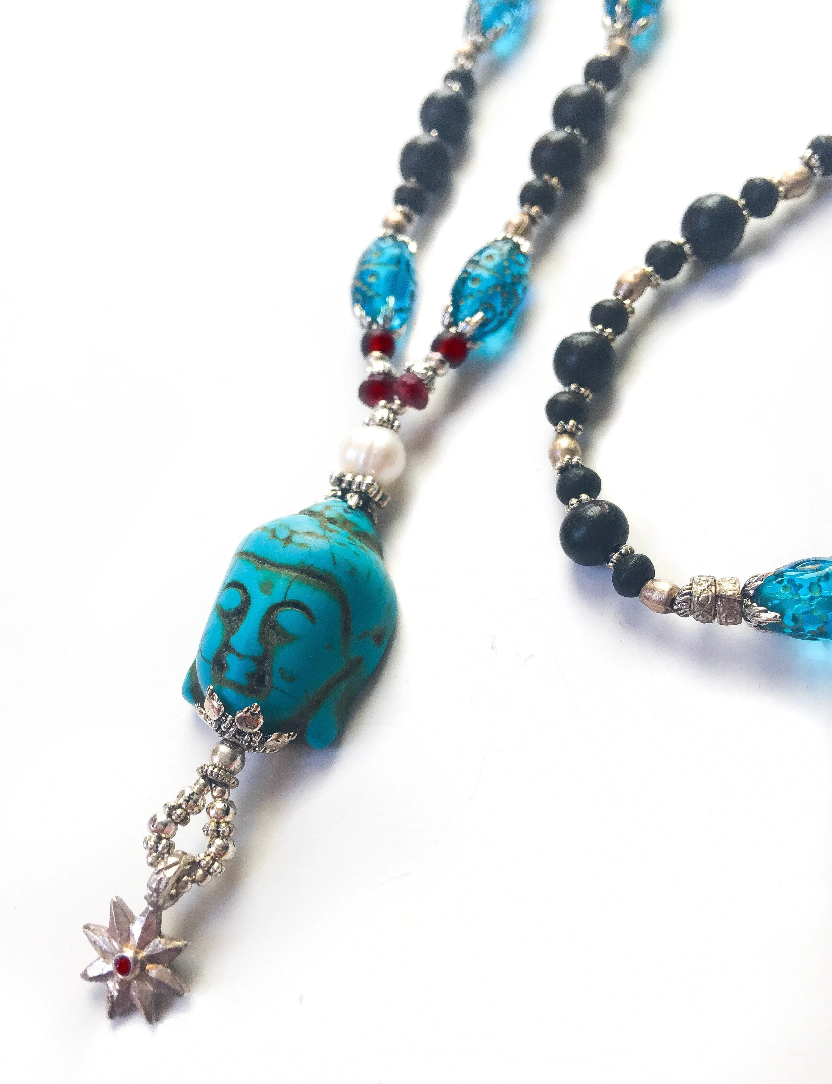 Blue Compassion Buddha Long Necklace