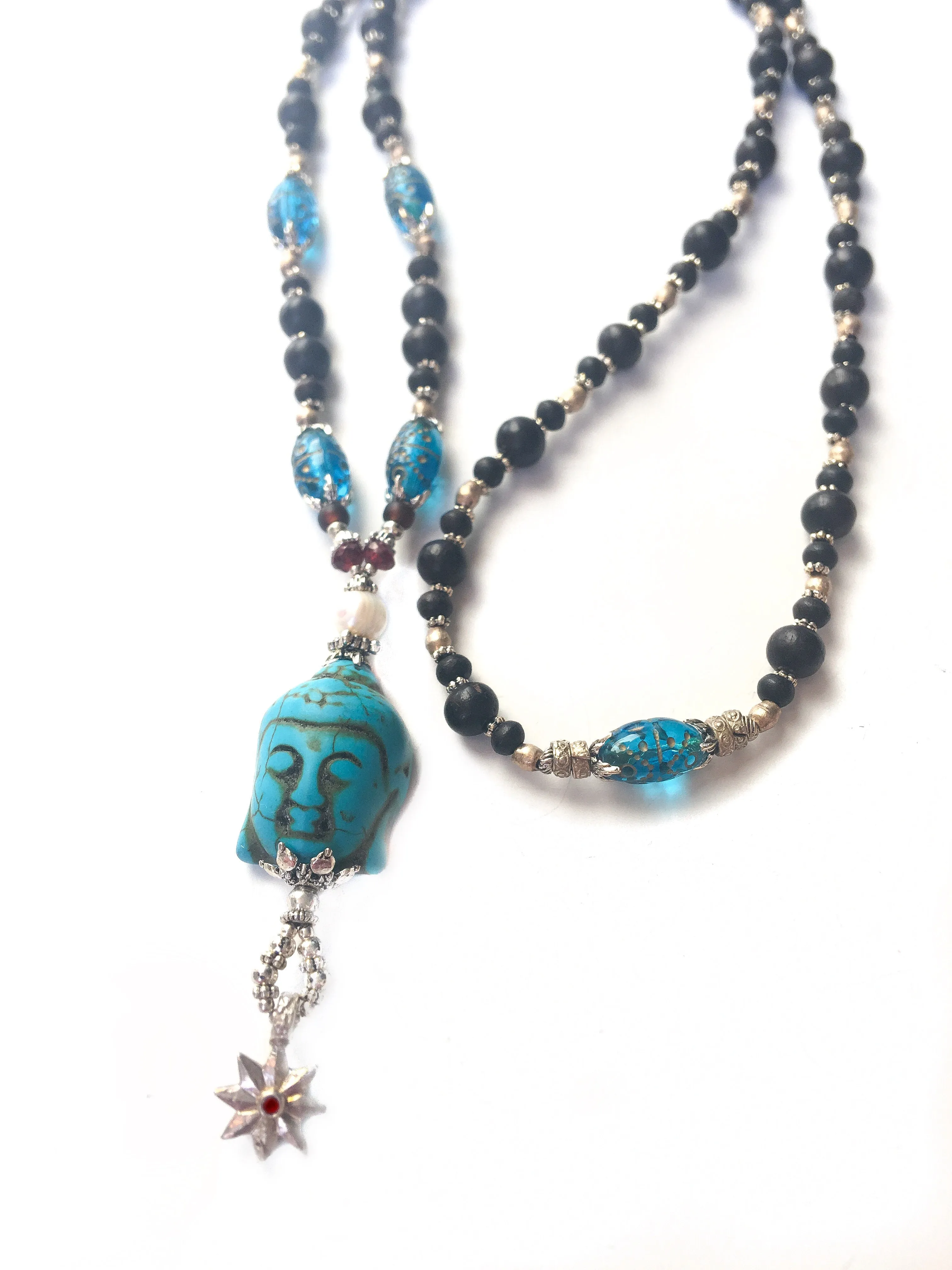 Blue Compassion Buddha Long Necklace