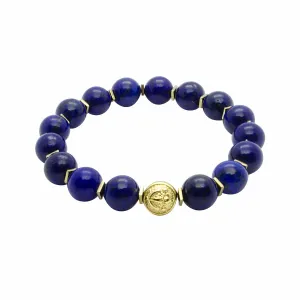Blue Gold - Premium Blue Lapis Lazuli Stone Bead Bracelet in Gold | 10MM