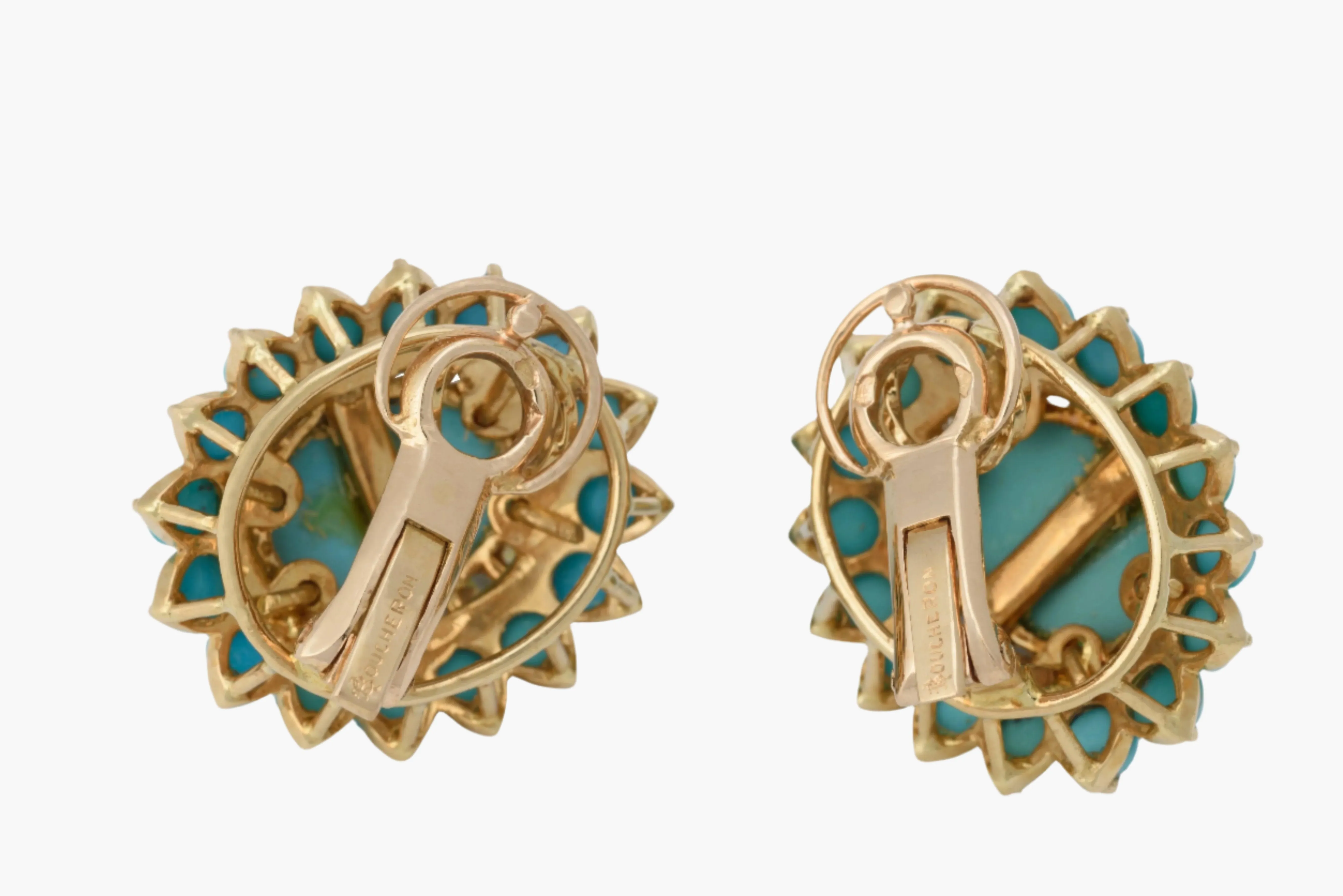 Boucheron Turquoise and Diamond Clip Earrings