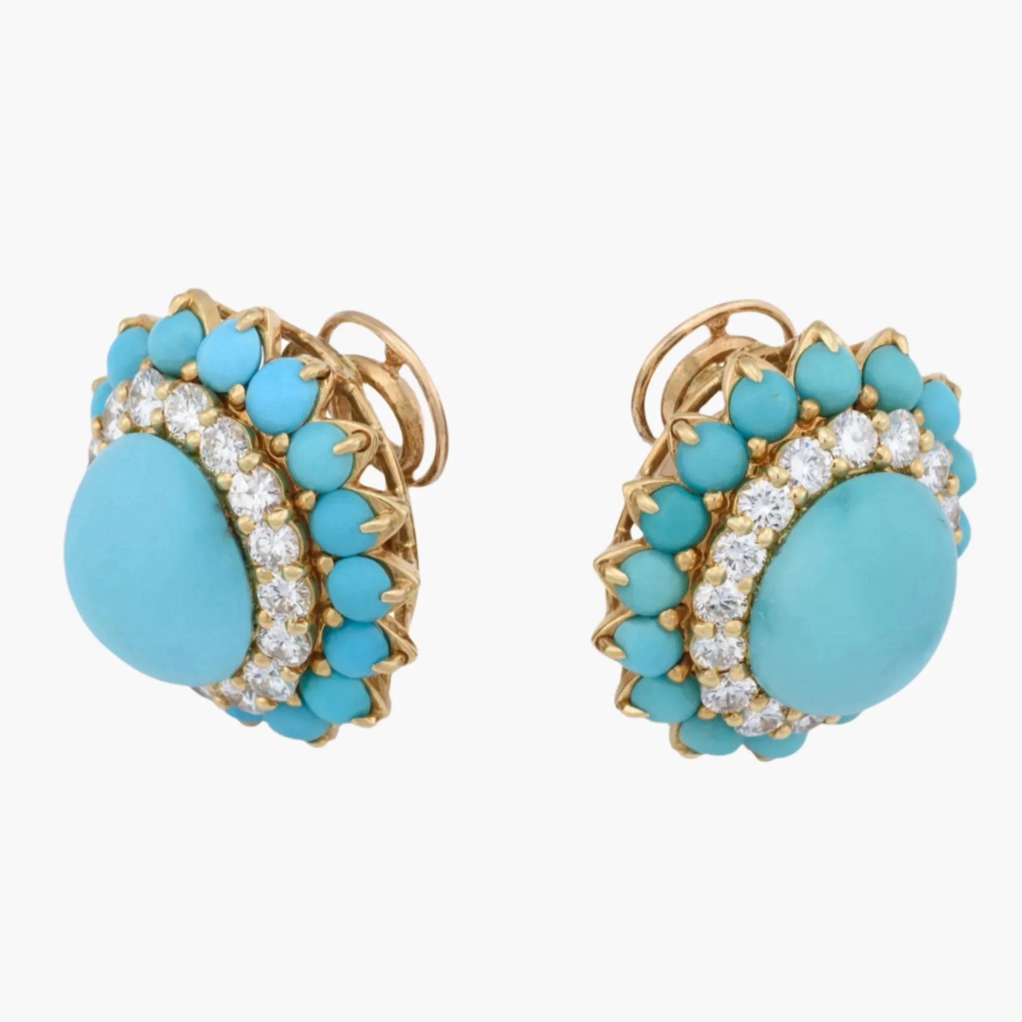 Boucheron Turquoise and Diamond Clip Earrings