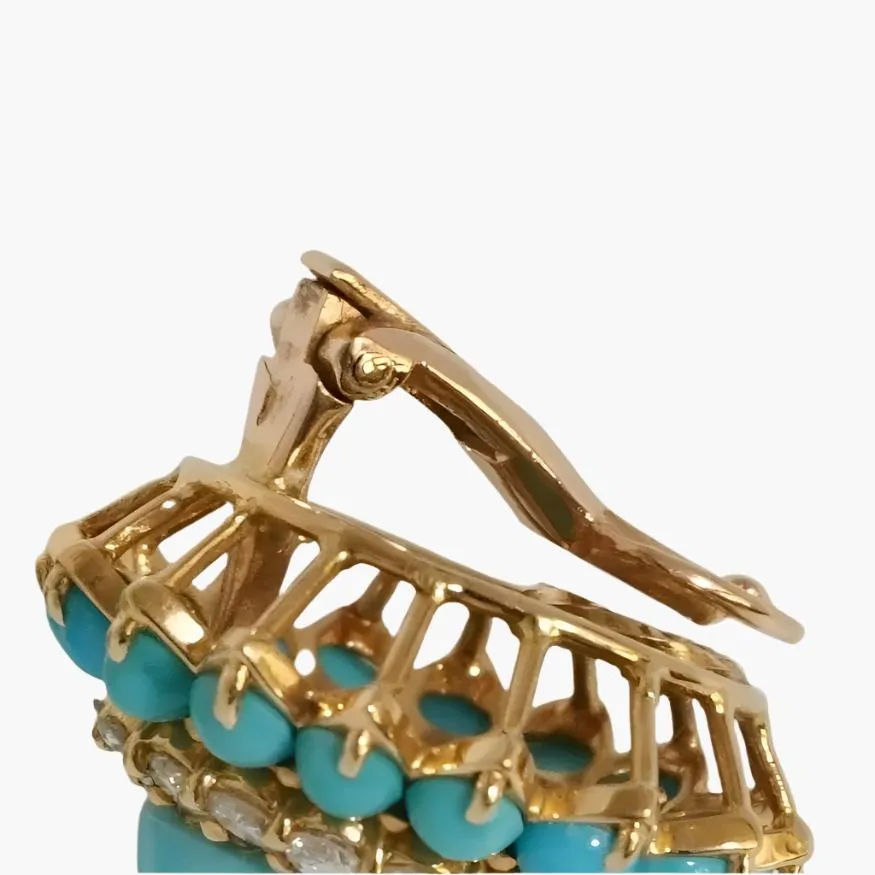 Boucheron Turquoise and Diamond Clip Earrings