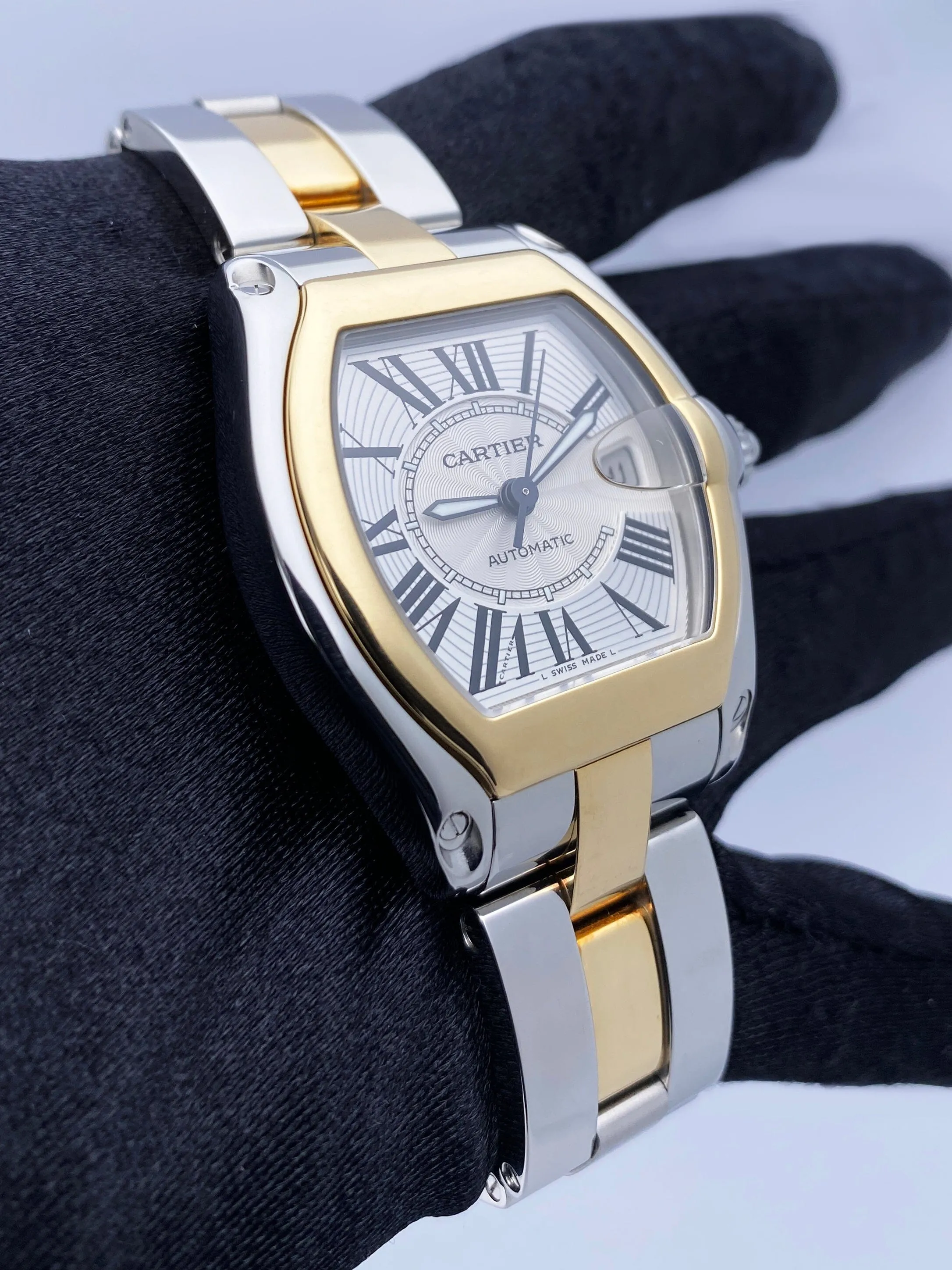 Cartier Roadster W62031Y4 Silver Dial Two Tone Mens Watch