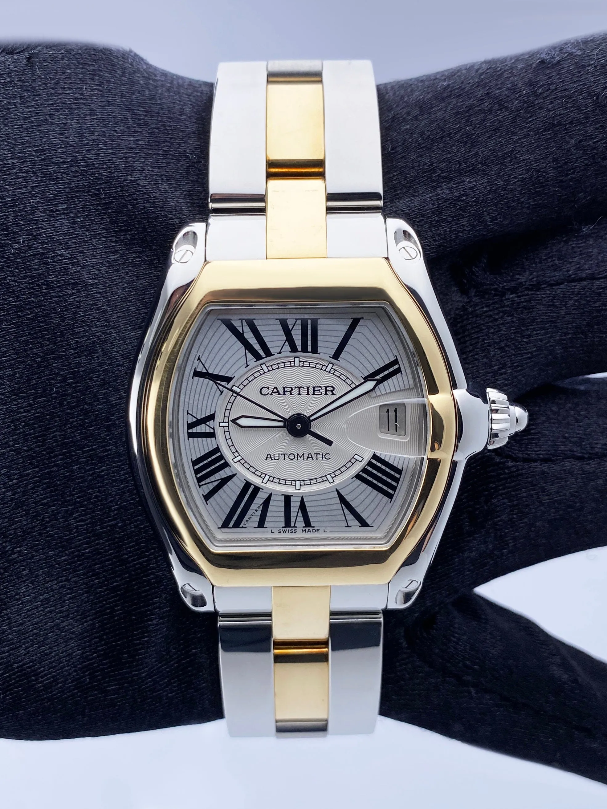 Cartier Roadster W62031Y4 Silver Dial Two Tone Mens Watch