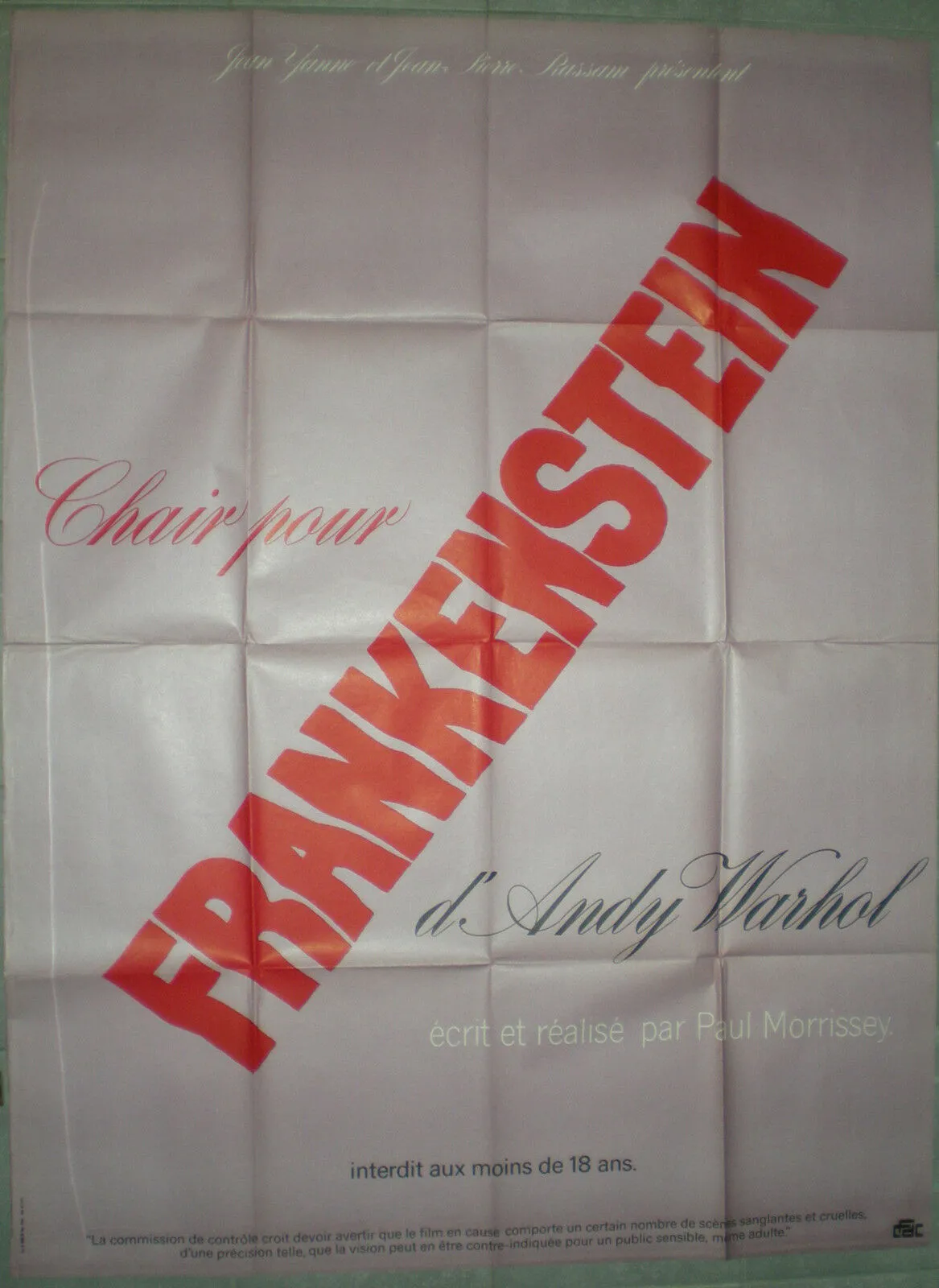 CHAIR POUR FRANKENSTEIN Joe Dallesandro PAUL MORISSEY Udo Kier 120x160cm