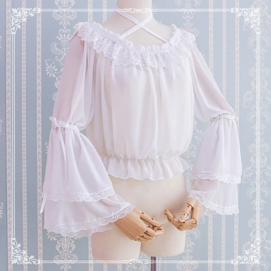 Chiffon Off Shoulder Lolita Long Sleeve Primer Shirt