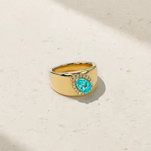 Classic Pear Shape Paraiba and Diamond Cigar Band