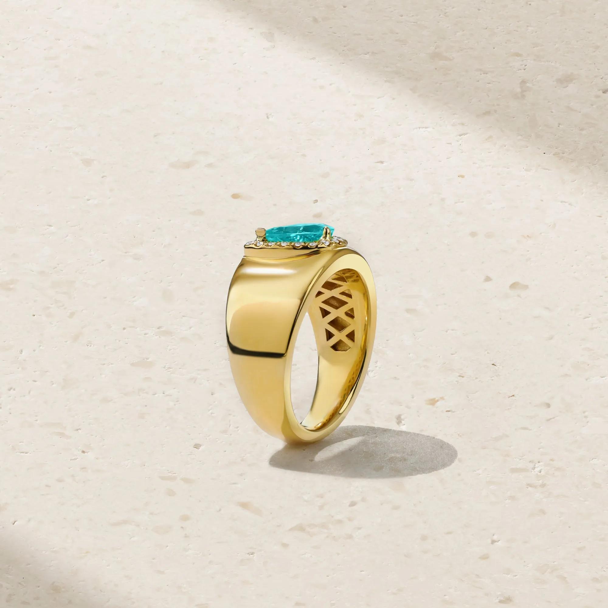 Classic Pear Shape Paraiba and Diamond Cigar Band