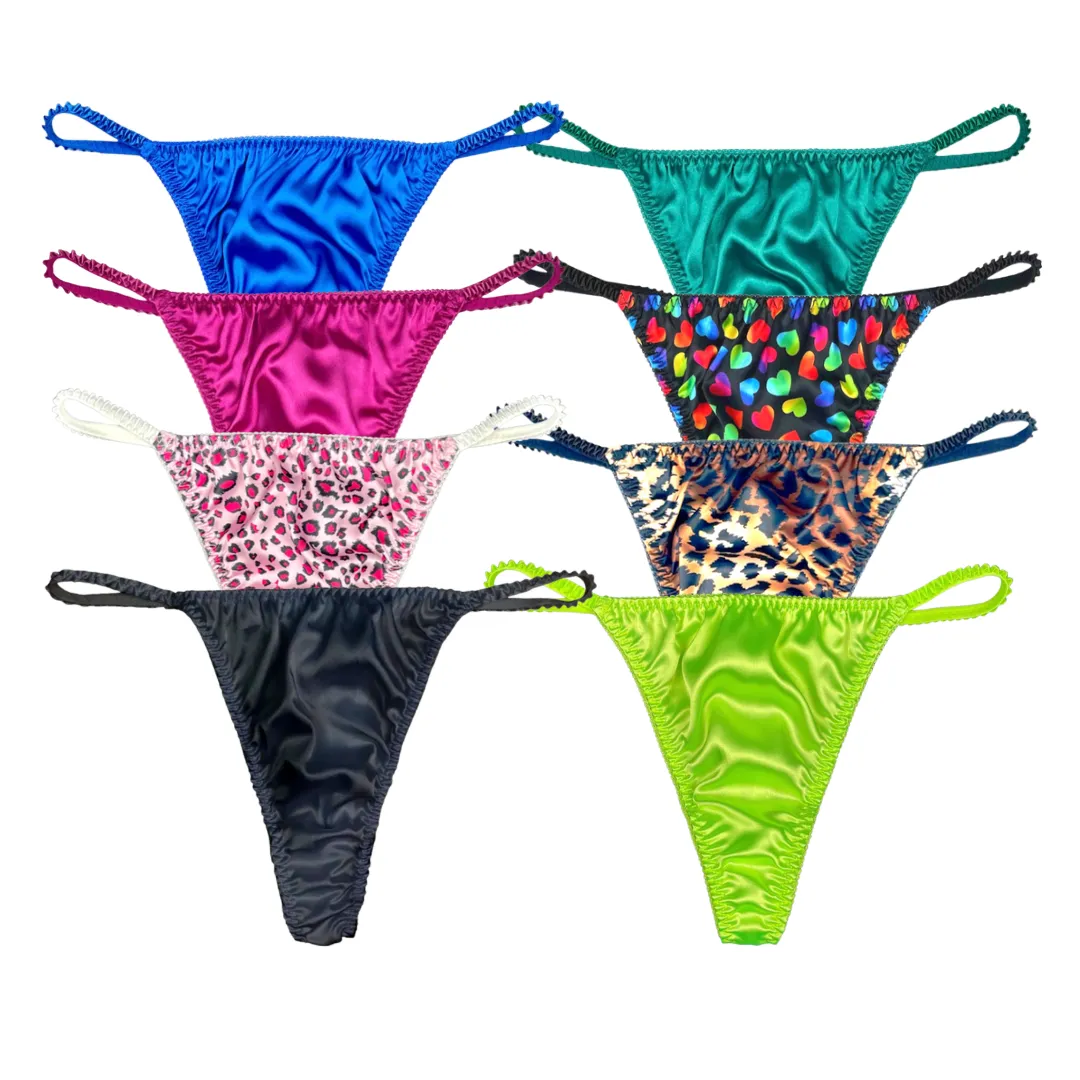 Classic Satin String Thongs 8-Pack